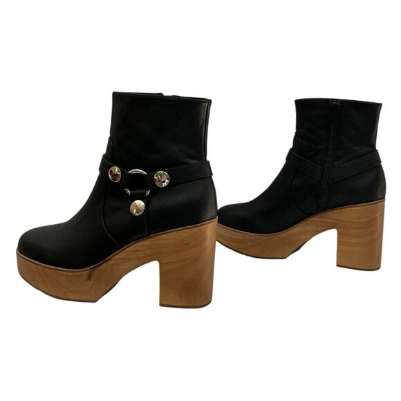 Charlotte Stone Pansy Black Leather Platform Boots Size 10 Rare Sold Out - Picture 2 of 10